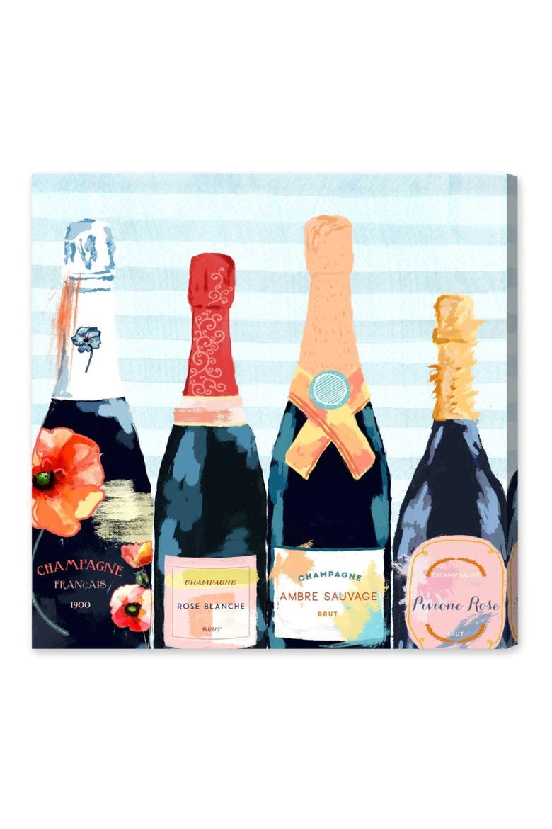 Champagne Flower Canvas Wall Art, Main, color, BLUE