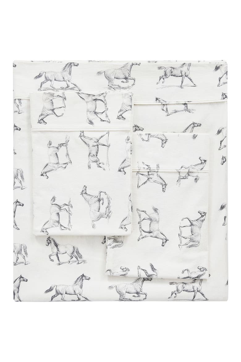 Horse Flannel Sheet Set, Main, color, GREY