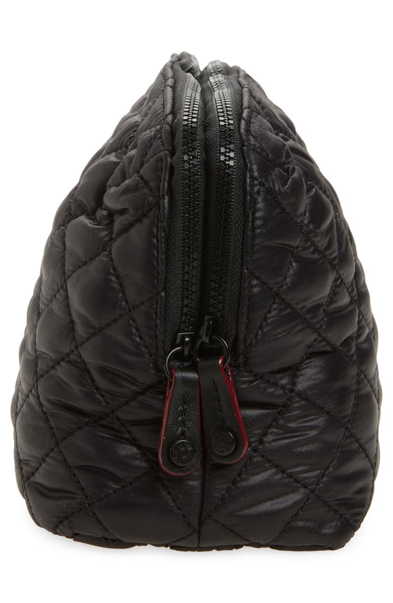 MZ Wallace Medium Double Zip Quilted Cosmetics Pouch, Alternate, color, Black