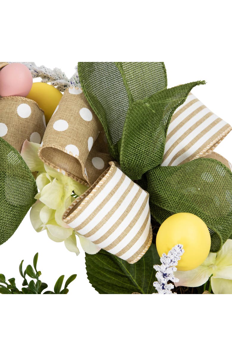 Northlight Bunny and Bows Floral Easter Wreath - 22" - Green and Beige - Unlit, Alternate, color, Brown