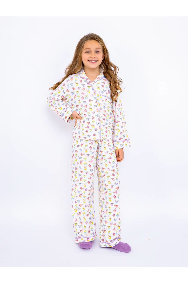 Sloth Printed Jersey Long Sleeve Pajama Pant Set, Main, color, Ivory
