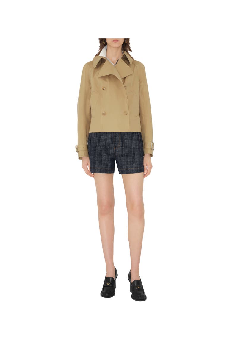 Burberry Cropped Cotton Trench Jacket, Alternate, color,