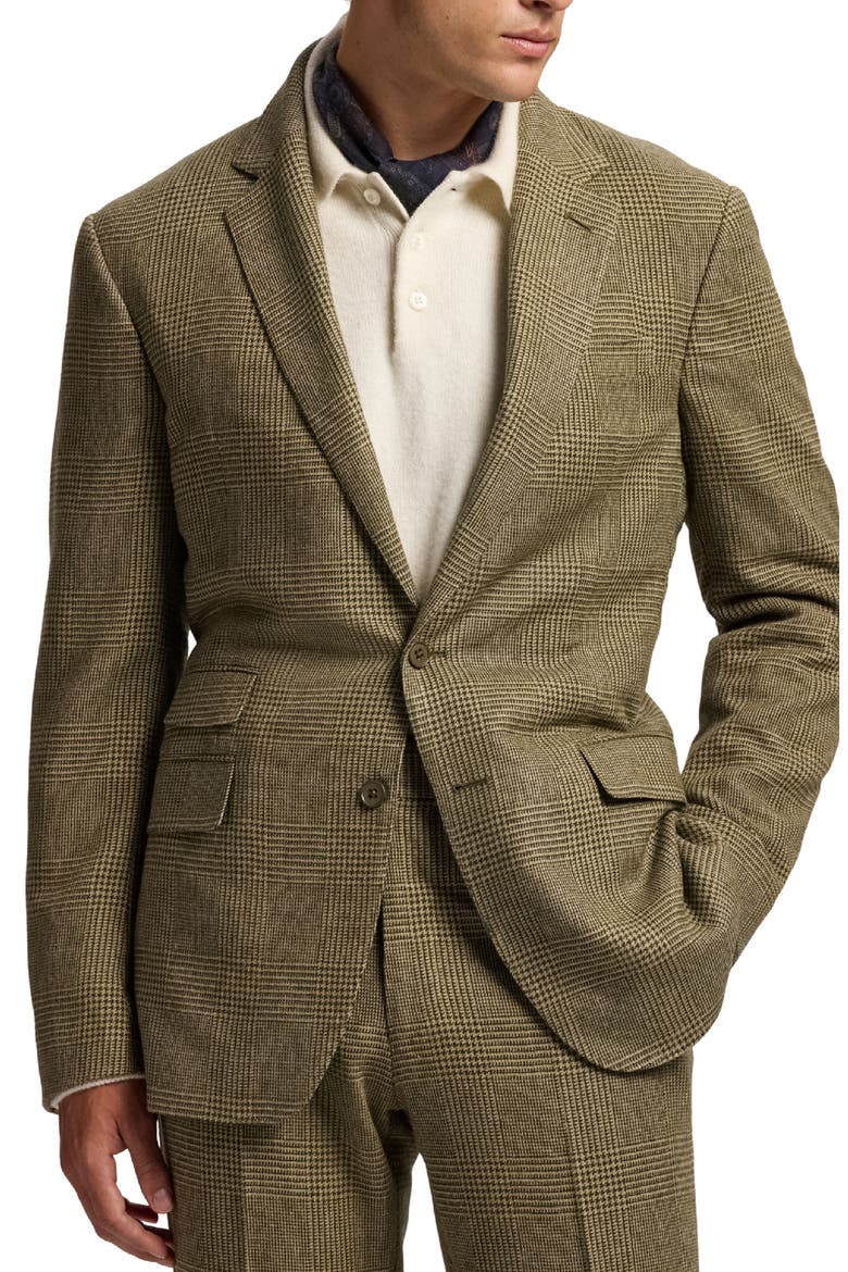 Glen Plaid Silk, Wool & Cashmere Jacket, Main, color, ARTICHOKE GREEN MULTI