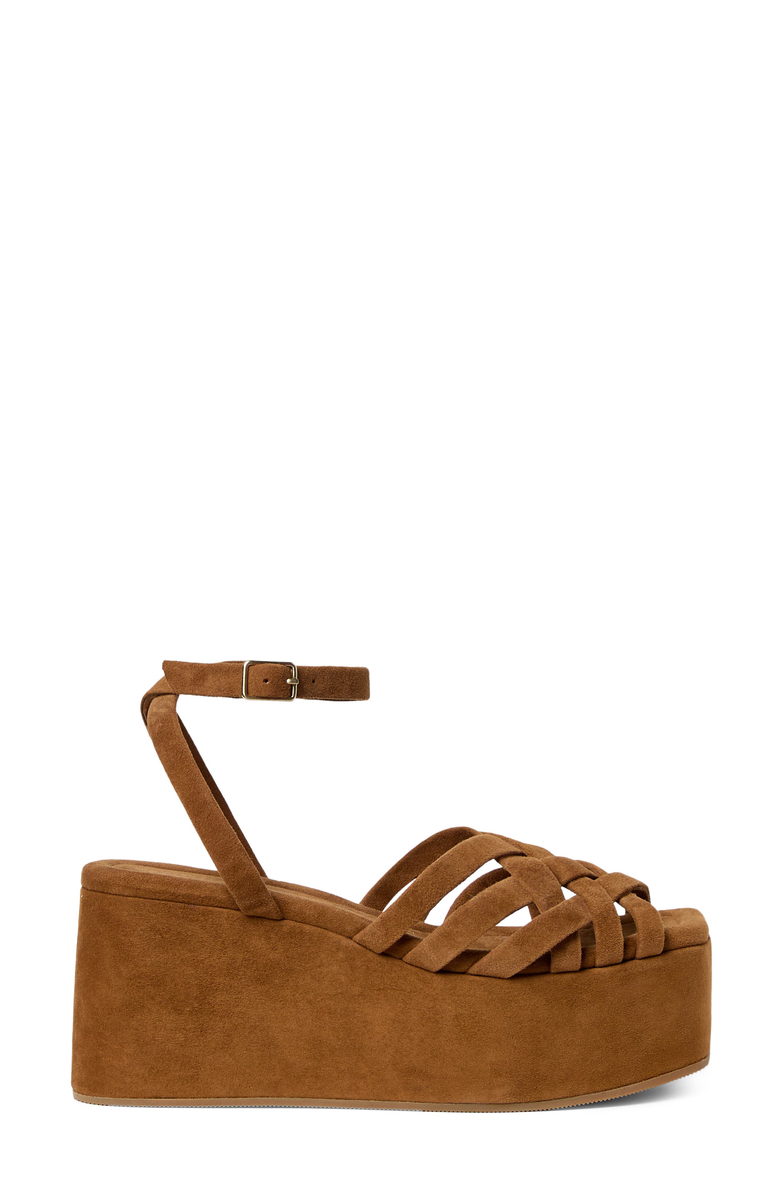Loeffler Randall Channing Ankle Strap Platform Wedge Sandal, Alternate, color, Cacao