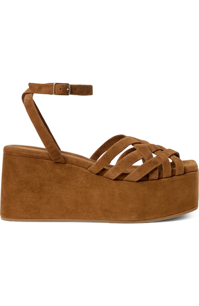 Loeffler Randall Channing Ankle Strap Platform Wedge Sandal, Alternate, color, Cacao