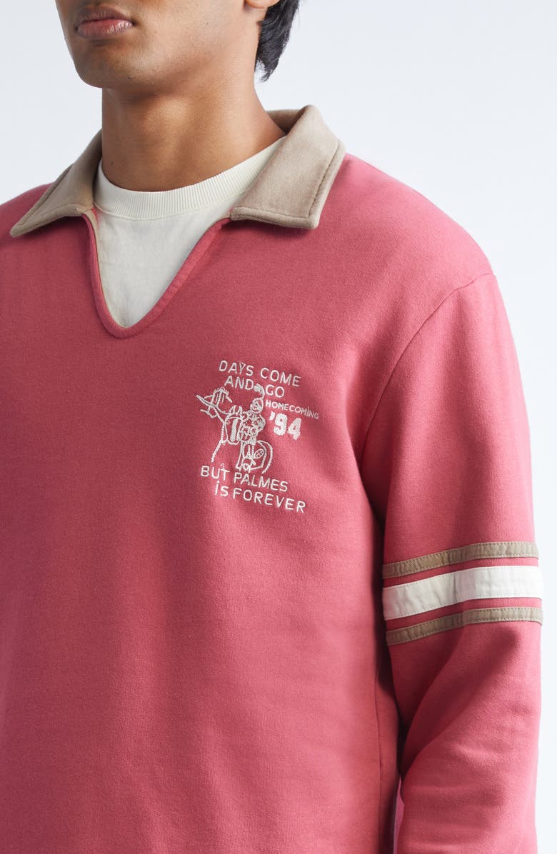 PALMES Forever Open Long Sleeve Rugby Polo, Alternate, color, Red