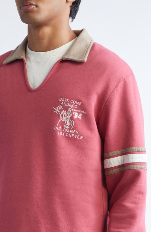 Palmes Forever Open Long Sleeve Rugby Polo In Pink