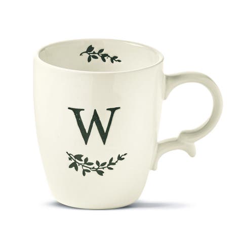 Monogram W Mug Ceramic Drinkware Spring White Multi