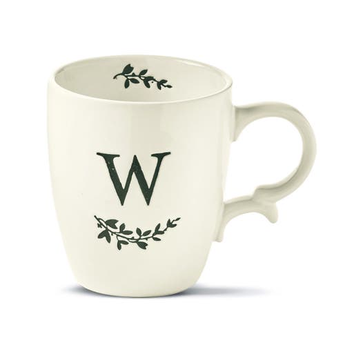 Tag Monogram W Mug Ceramic Drinkware Spring White Multi In White