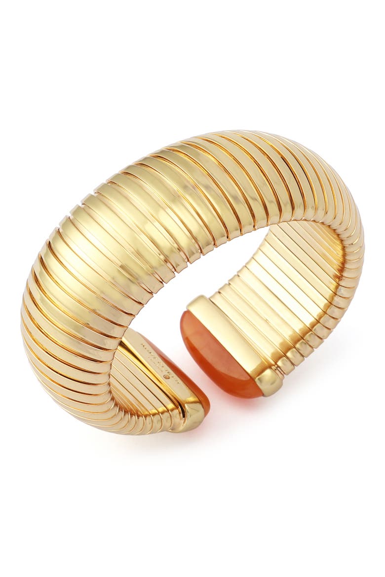 Large Metal Stretch Cuff Bracelet, Alternate, color, GOLD