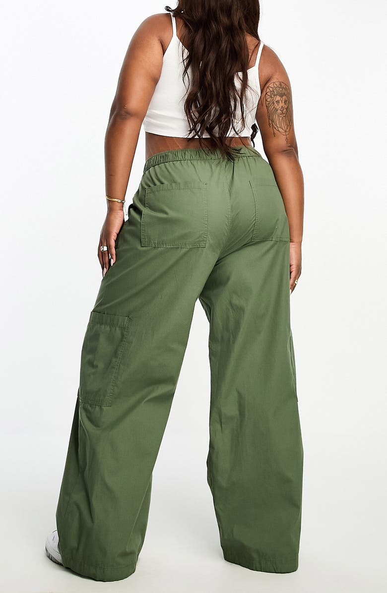 ASOS DESIGN Curve Pull-On Wide Leg Cotton Poplin Cargo Pants, Alternate, color, 