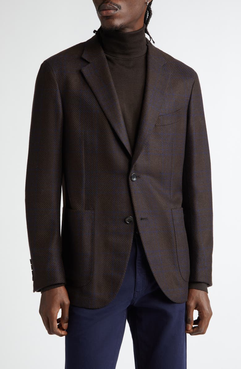 ZEGNA Oasi Plaid Cashmere Sport Coat, Main, color, Brown And Blue