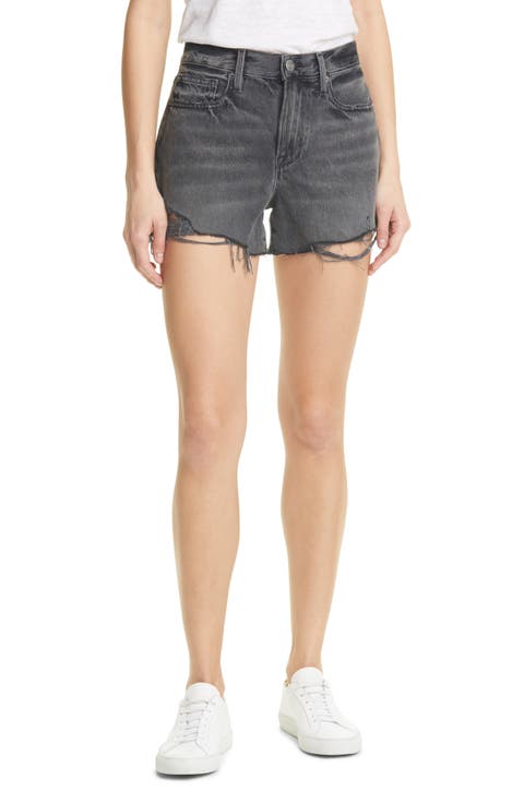 Le Brigette High Waist Raw Edge Cutoff Denim Shorts