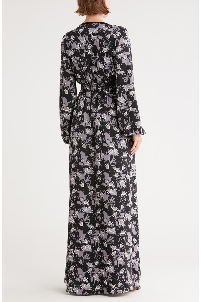 Long Sleeve Maxi Dress, Alternate, color, BLACK WHITE GREY FLORAL