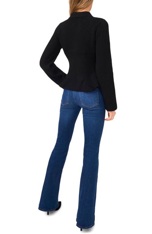 Ted Baker Peplum Detail Rib Cardigan In Black