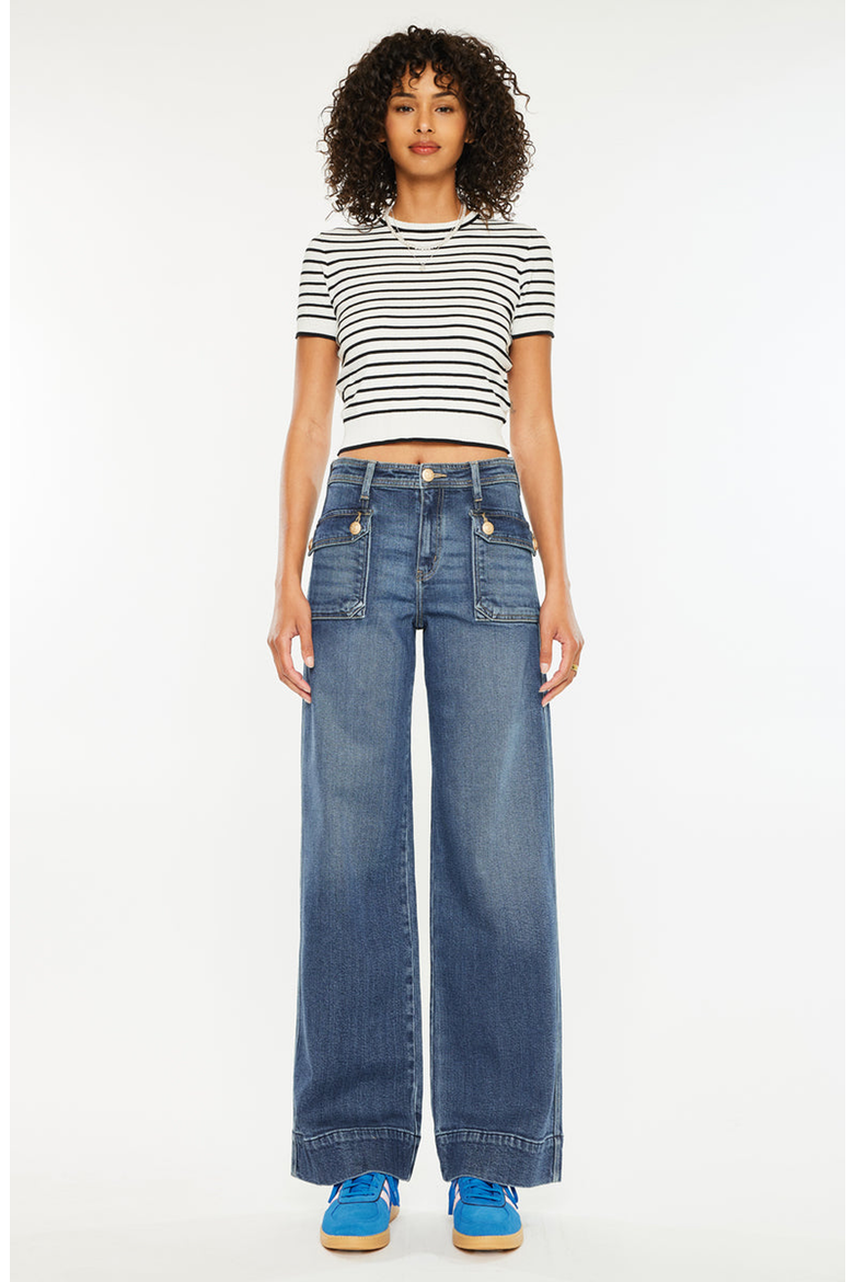 Luka High Rise Wide Leg Jeans, Main, color, Dark Wash