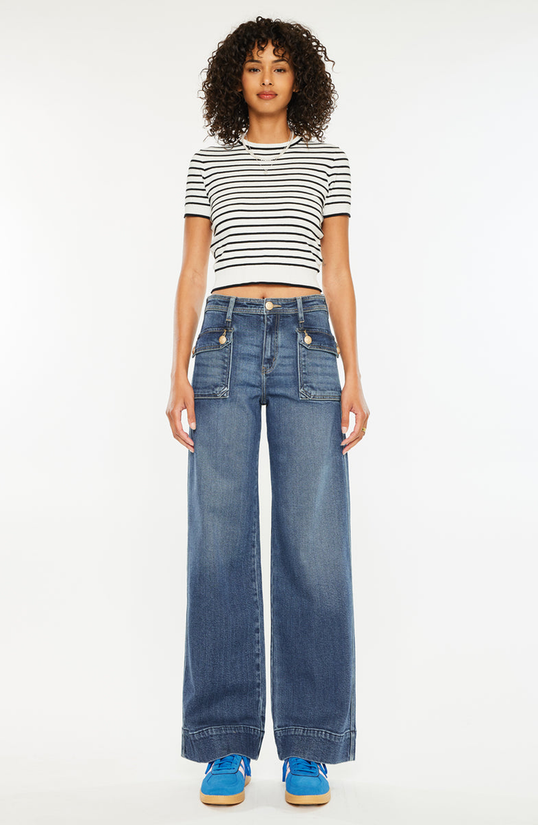 KanCan Luka High Rise Wide Leg Jeans, Main, color, Dark Wash