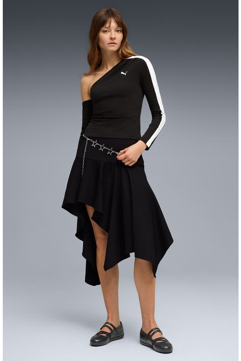 T7 Off the Shoulder Long Sleeve Top, Alternate, color, PUMA BLACK