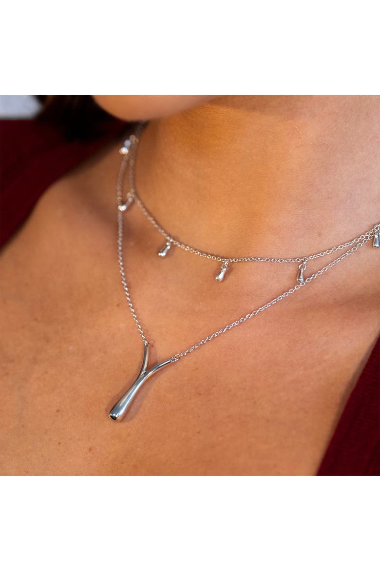 Mini Drop Choker Style Necklace, Alternate, color, Sterling Silver