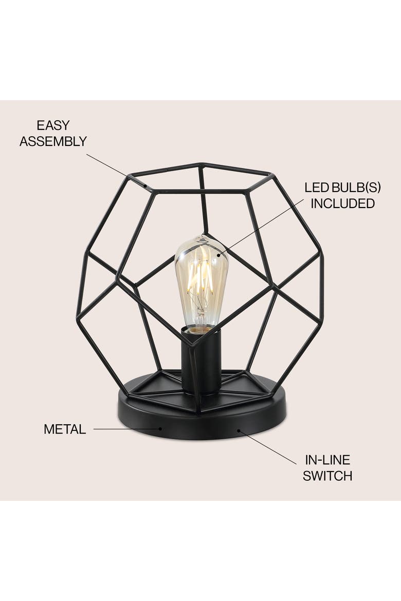 James MidCentury Glam Metal/Marble Geometric LED Table Lamp, Alternate, color, Jet Black