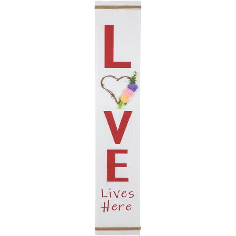 39.25" "Love Lives Here" Wooden Valentine's Day Porch Board Sign Decoration