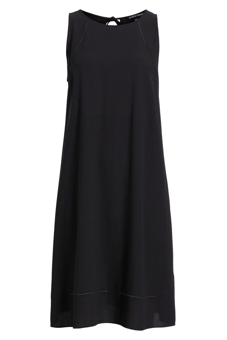 Sleeveless Silk A-Line Dress, Alternate, color, BLACK