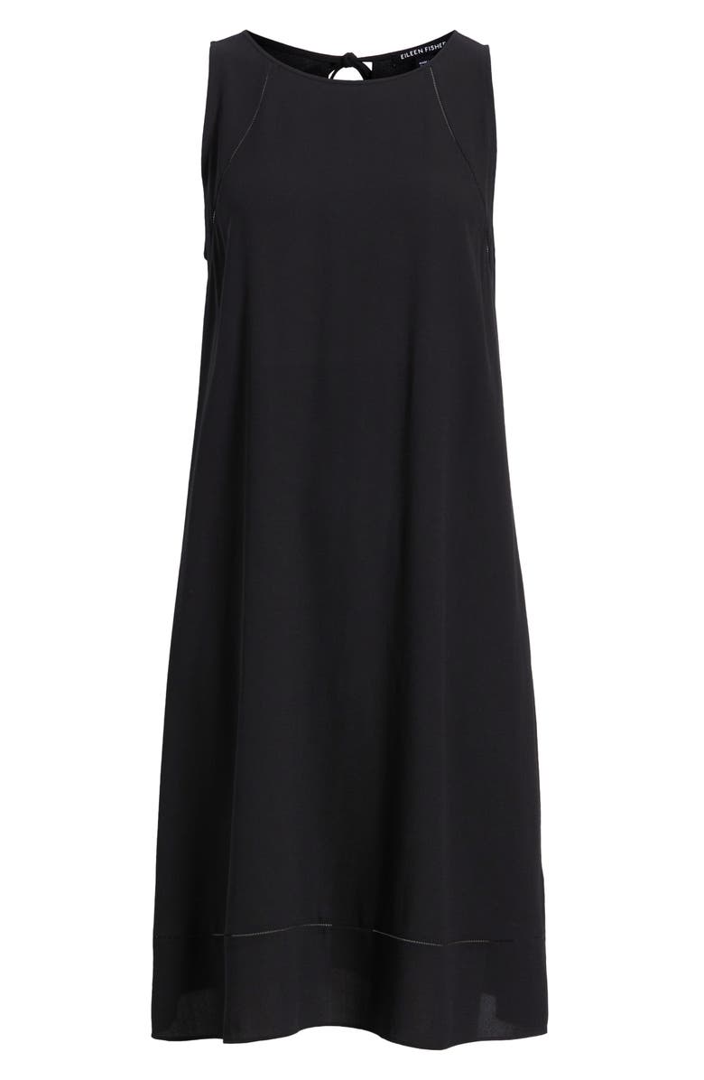 Eileen Fisher Sleeveless Silk A-Line Dress, Alternate, color, Black