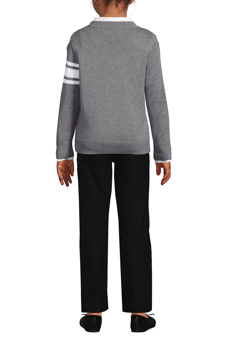 School Uniform Kids Legacy Varsity Cardigan, Alternate, color, Varsity Stripe/Pewter Heather