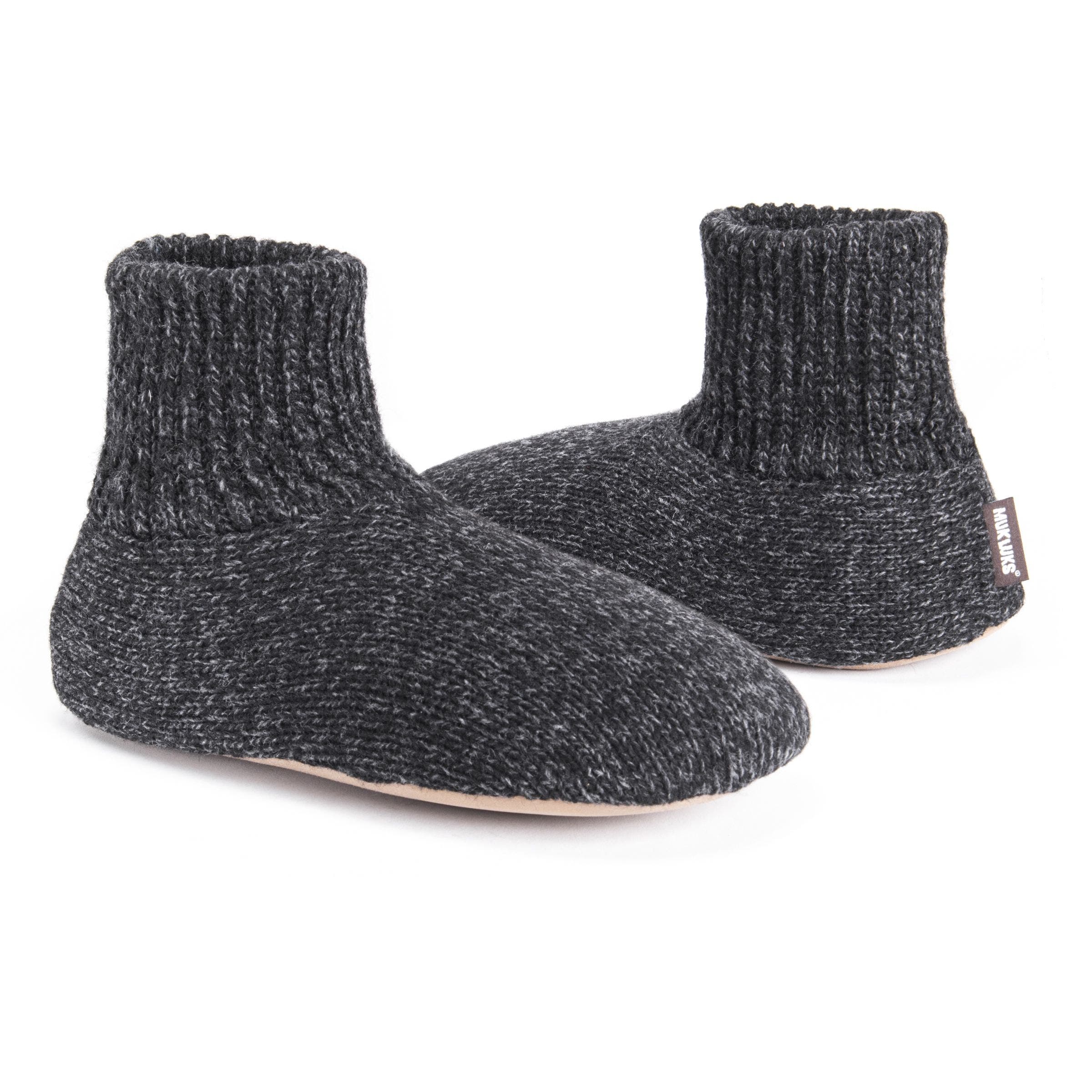 MUK LUKS Morty Ragg Woll Slipper Sock, Alternate, color, Black