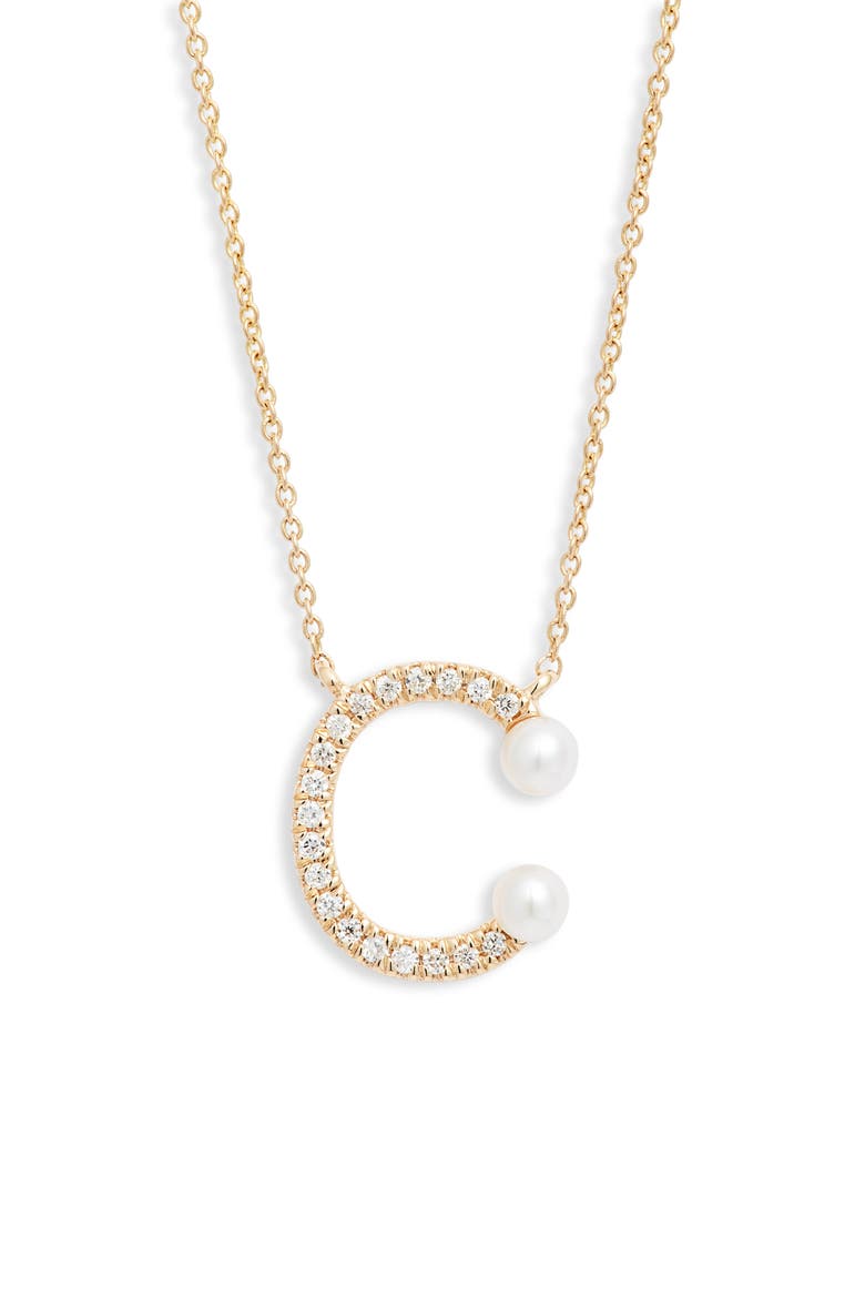Pearl Ivy Initial Necklace, Main, color, YELLOW GOLD- C