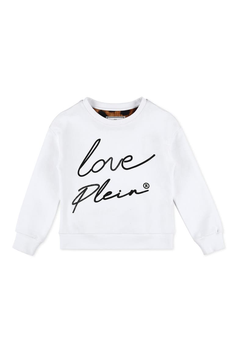 Pullover Round Neck Ls Girl, Main, color, white