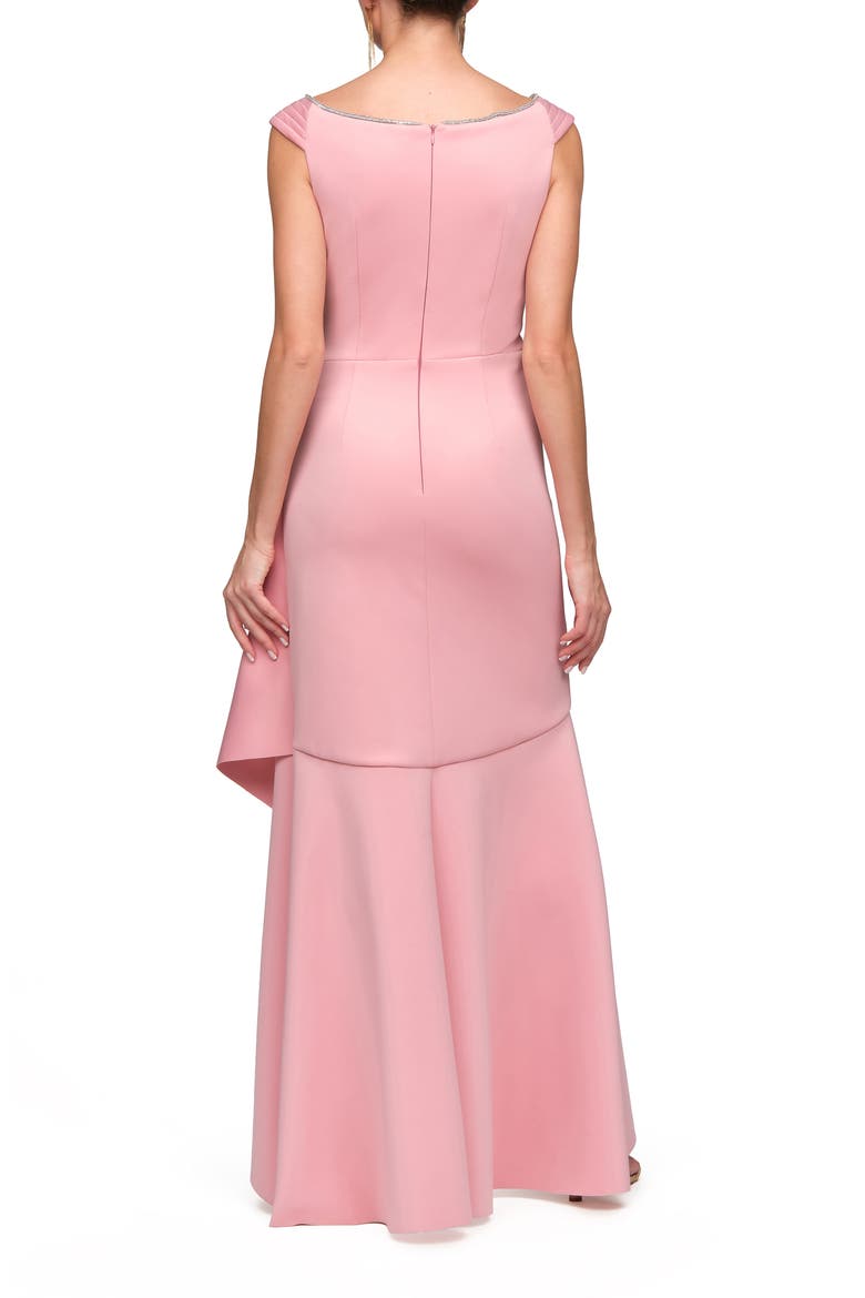 Marla Diamante Trim High Low Gown, Alternate, color, WARM ROSE