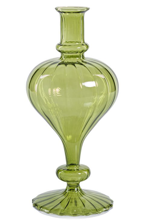 Vellum Spiral Footed Glass Vase