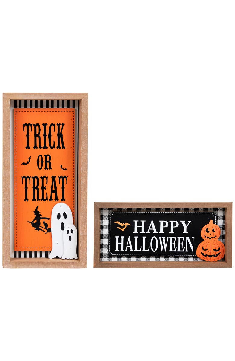Northlight Happy Halloween Wooden Shadow Box Signs - 12" - Set of 2, Main, color, 