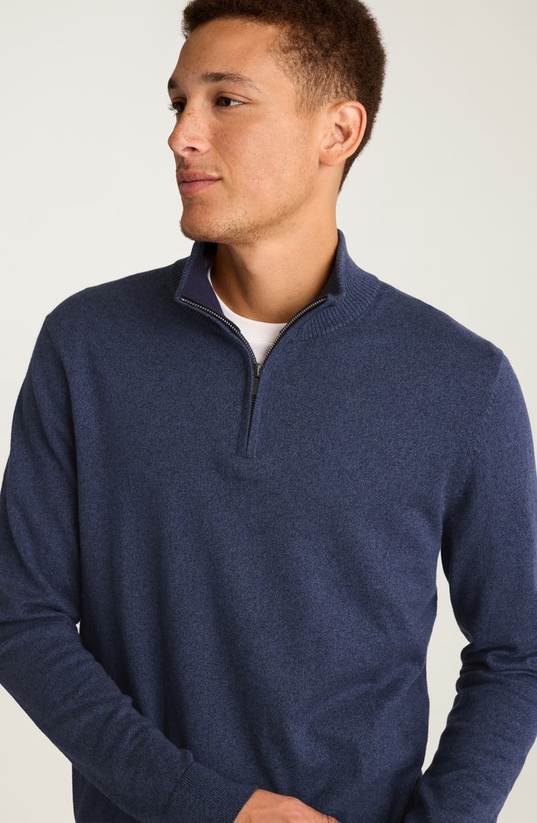 Bonobos Cotton & Cashmere Quarter Zip Sweater, Alternate, color, Smart Denim