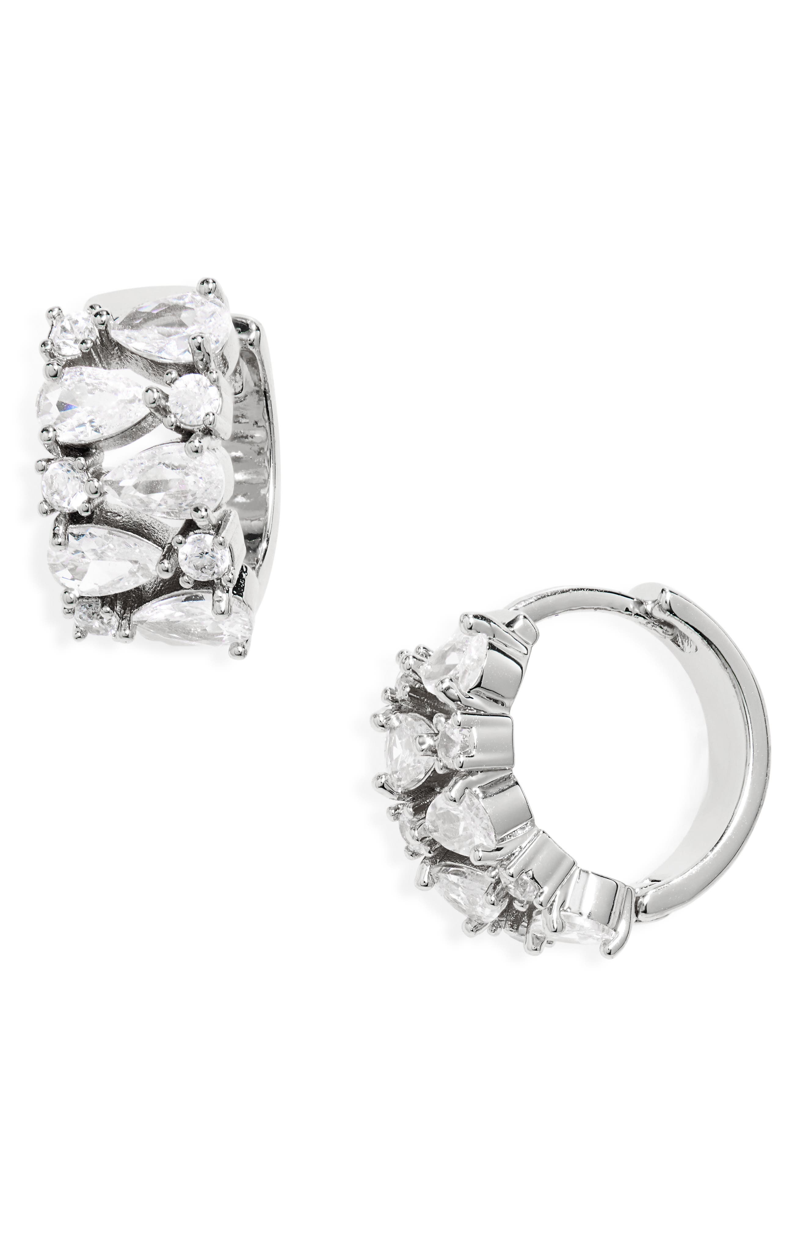 NORDSTROM RACK Cubic Zirconia Huggie Hoop Earrings (Women) | Nordstrom