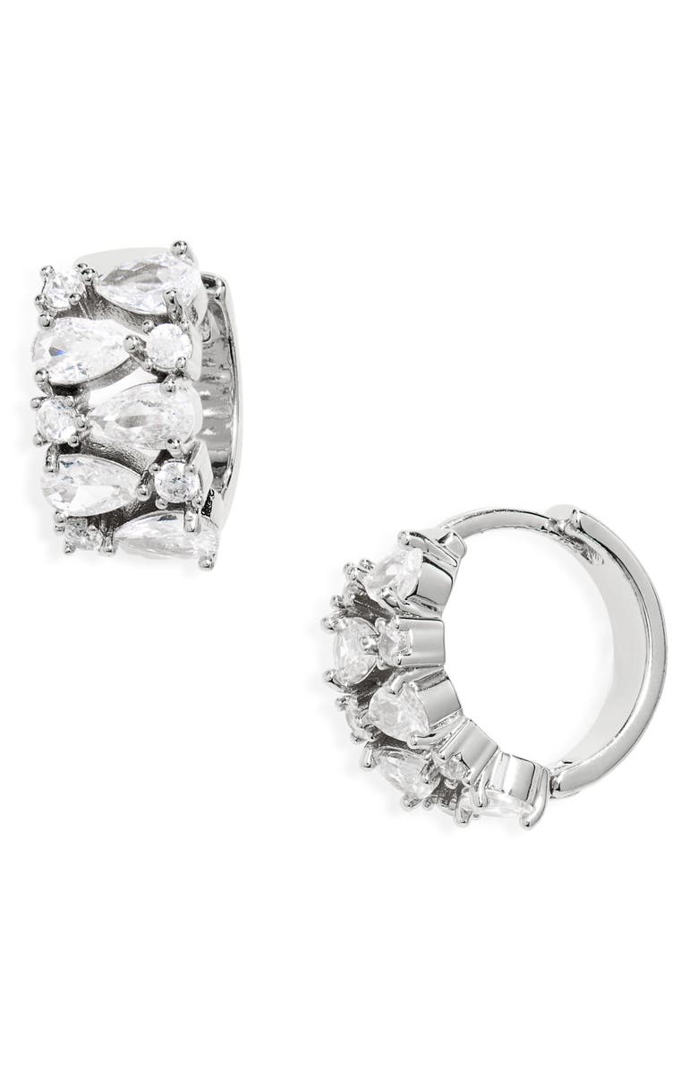 NORDSTROM RACK Cubic Zirconia Huggie Hoop Earrings, Main, color, 