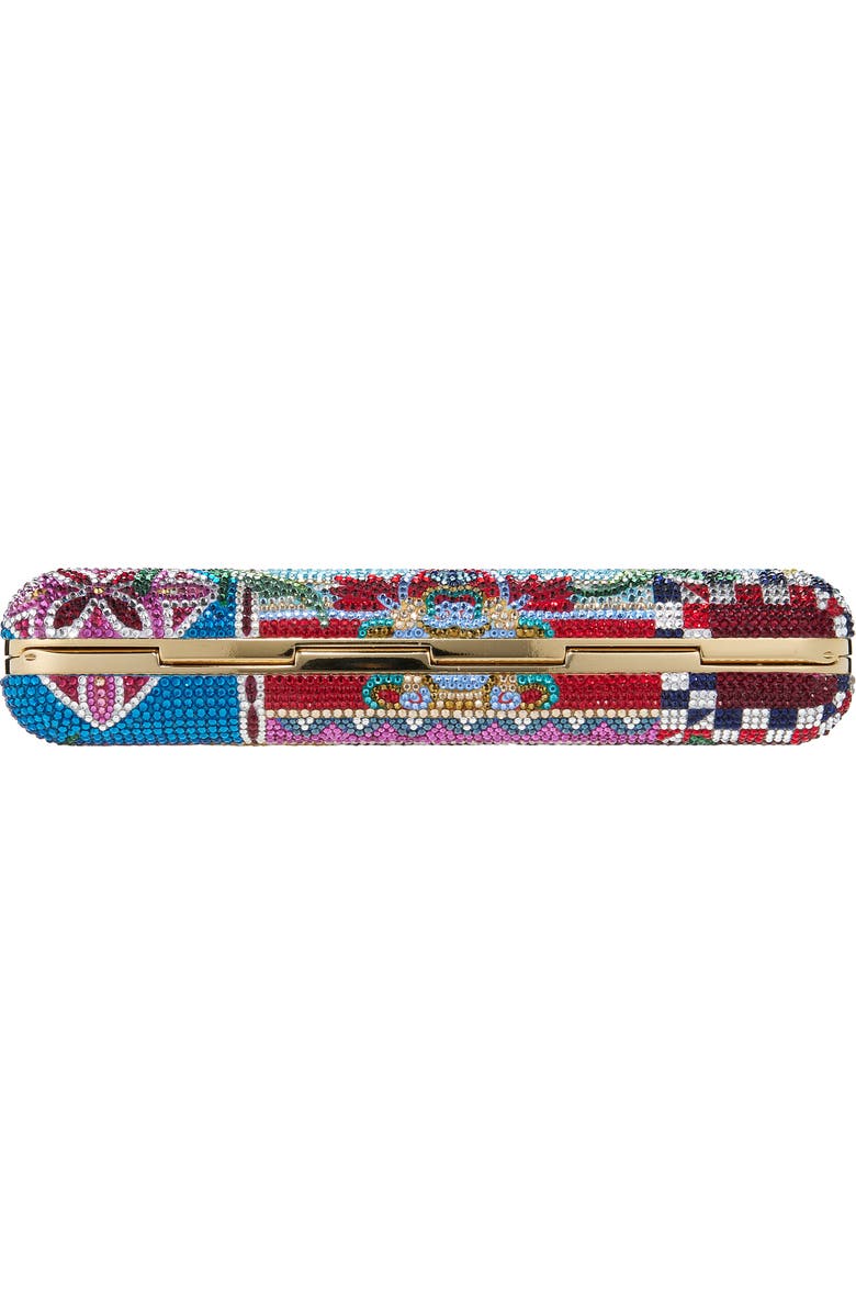 JUDITH LEIBER COUTURE Slim Slide Ceramica Crystal Embellished Clutch, Alternate, color, Champagne Dark Indigo Multi