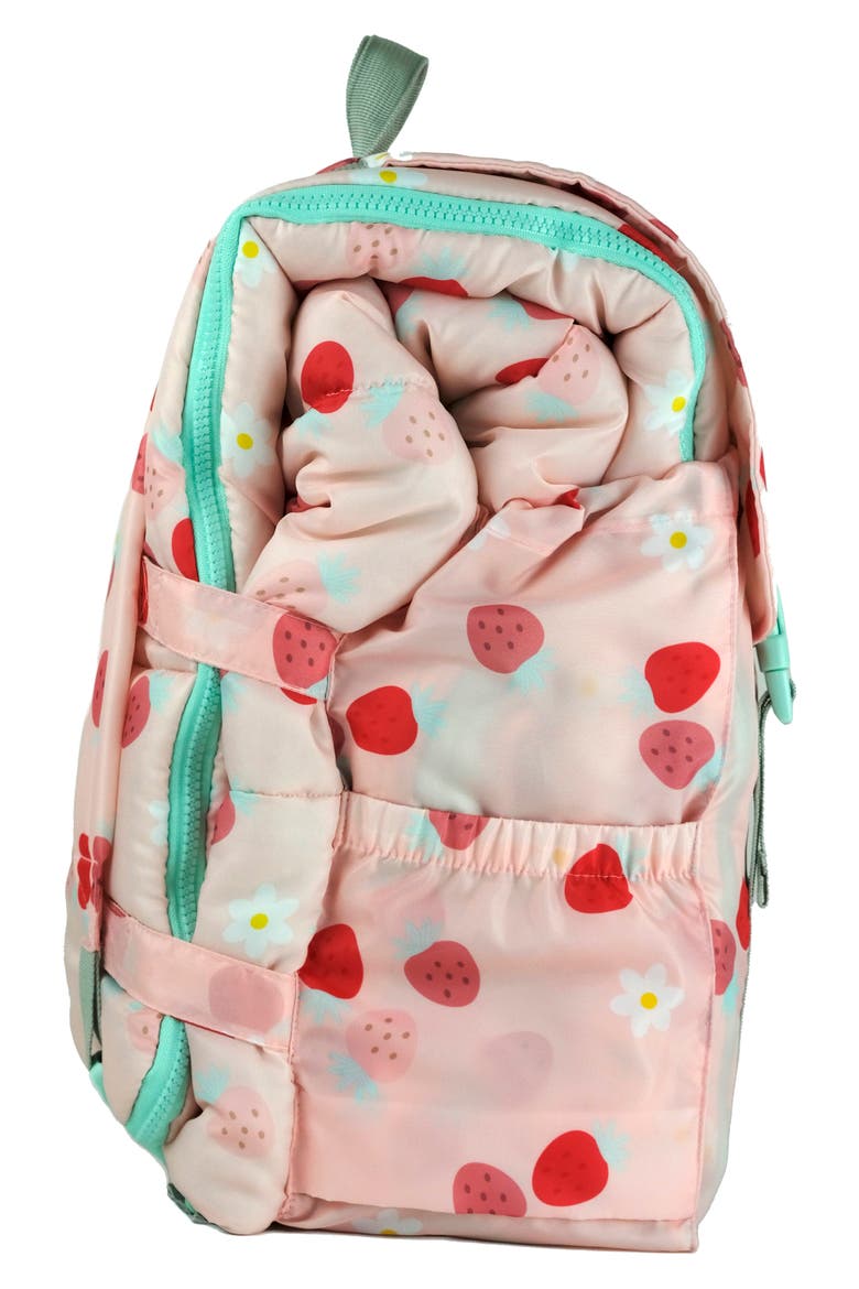 Kids' Sleep-n-Pack Strawberries & Daisies Print Sleeping Bag Backpack, Alternate, color, STRAWBERRIES & DAISIES