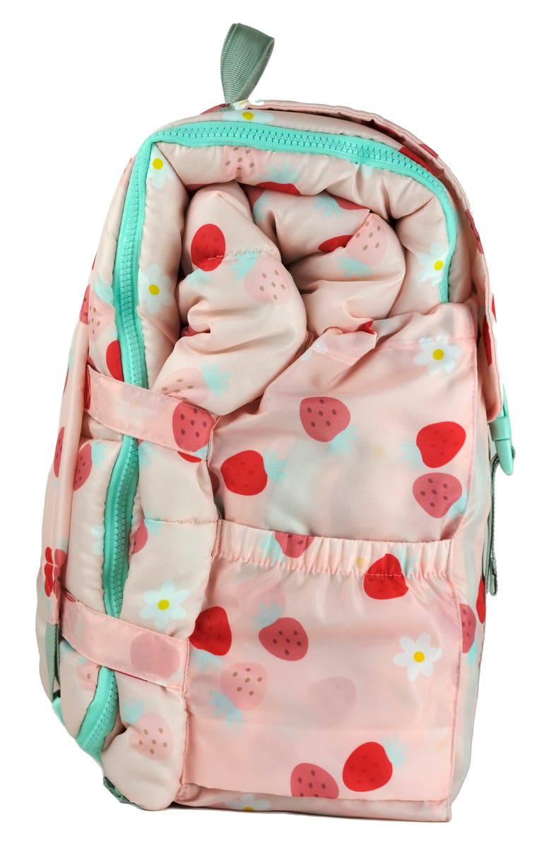 mimish Kids' Sleep-n-Pack Strawberries & Daisies Print Sleeping Bag Backpack, Alternate, color, Strawberries & Daisies