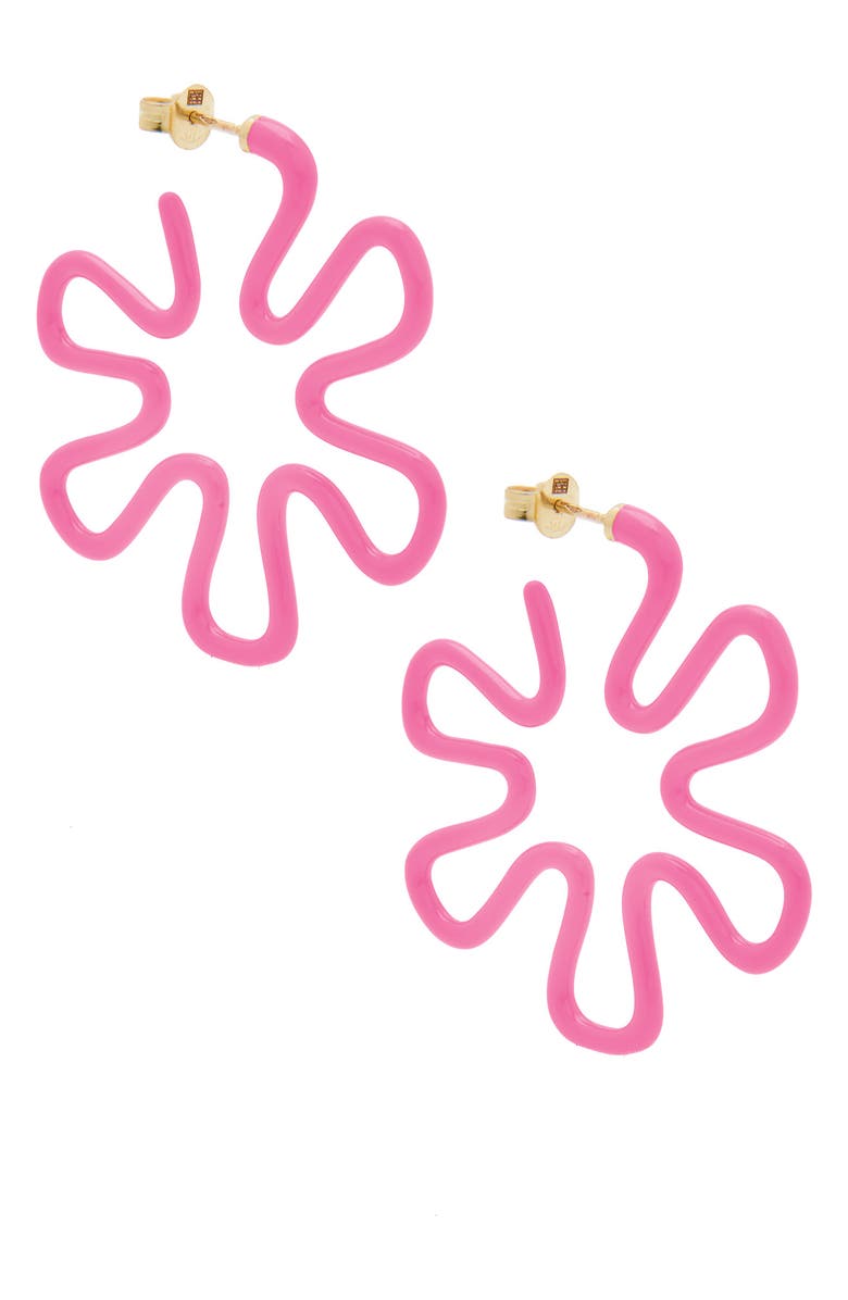 Bea Bongiasca B Mini Two-Tone Flower Hoop Earrings, Main, color, Pink