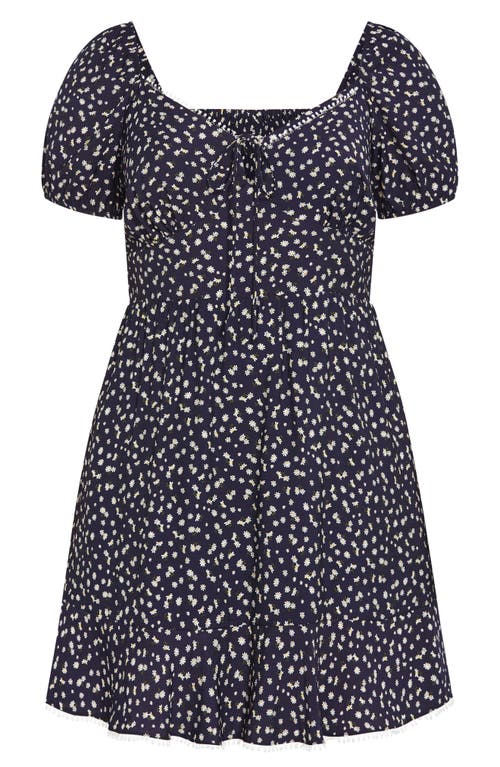 City Chic Sky Kiss Print Minidress In Navy Daisy