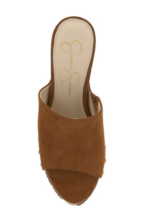Jessica Simpson Shelbie Tuscan Tan Suede Platform High Heel Slide Sandals In Tuscan Tan