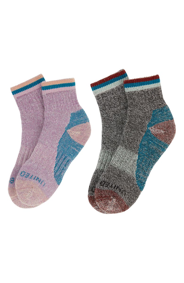 United By Blue Assorted 2-Pack Wool & Cotton Blend Quarter Socks, Alternate, color, Black/ Pink