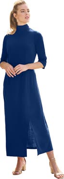 Jessica London Mockneck Slit Maxi Dress