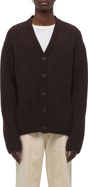 Helmut Lang Zephir Oversize Ribbed Wool Blend Cardigan