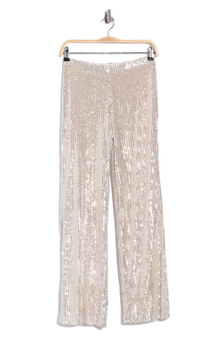 Disco Sequin Straight Leg Pants, Alternate, color, CHAMPAGNE