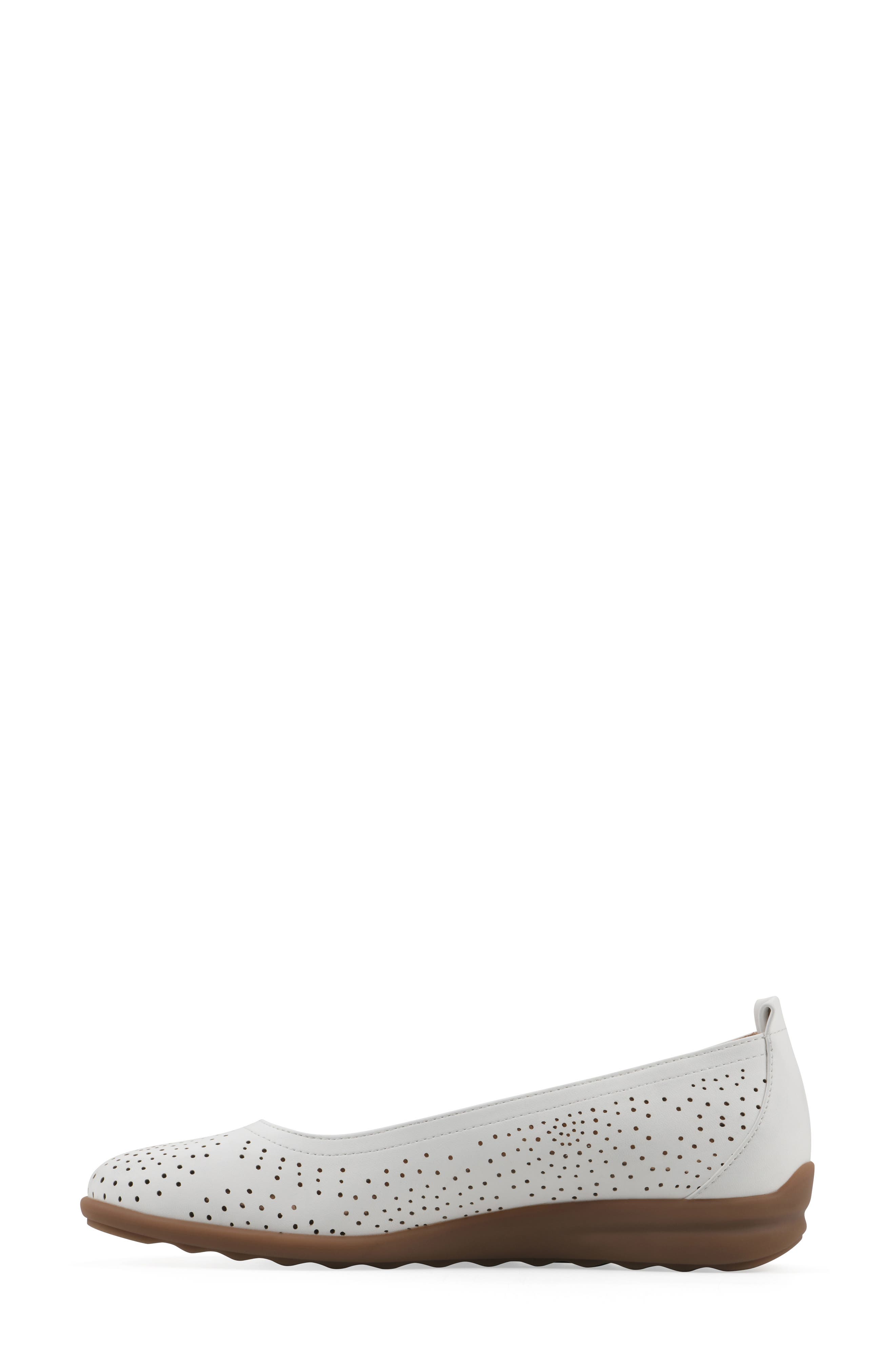 Cortney Perforated Ballet Flat, Alternate, color, WHITE SMOOTH