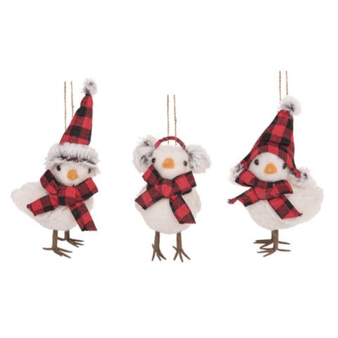 Felt Plaid Chick Ornaments Set of Christmas Home Decorations
