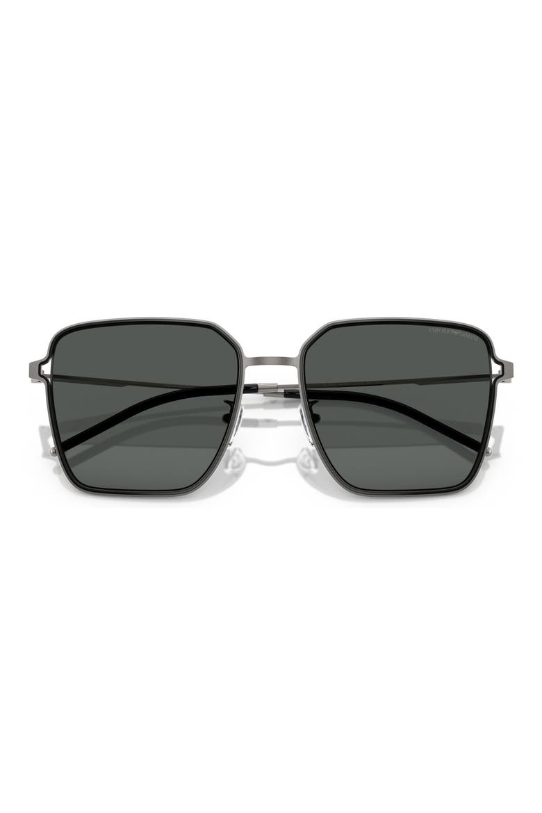 57mm Square Sunglasses, Alternate, color, GUNMETAL / BLACK / DARK GREY